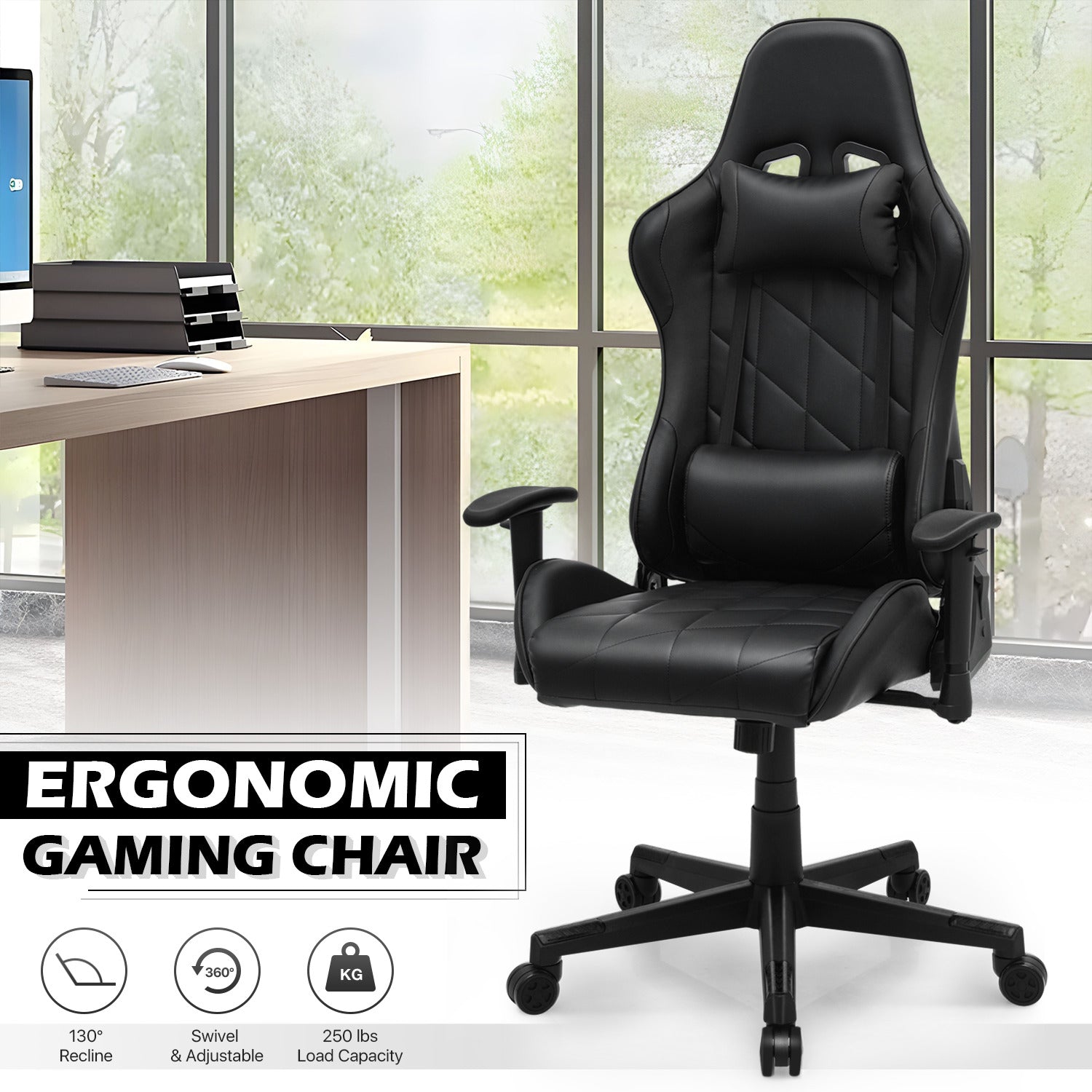 Gaming Chair w/Lumbar Support & Headrest #005