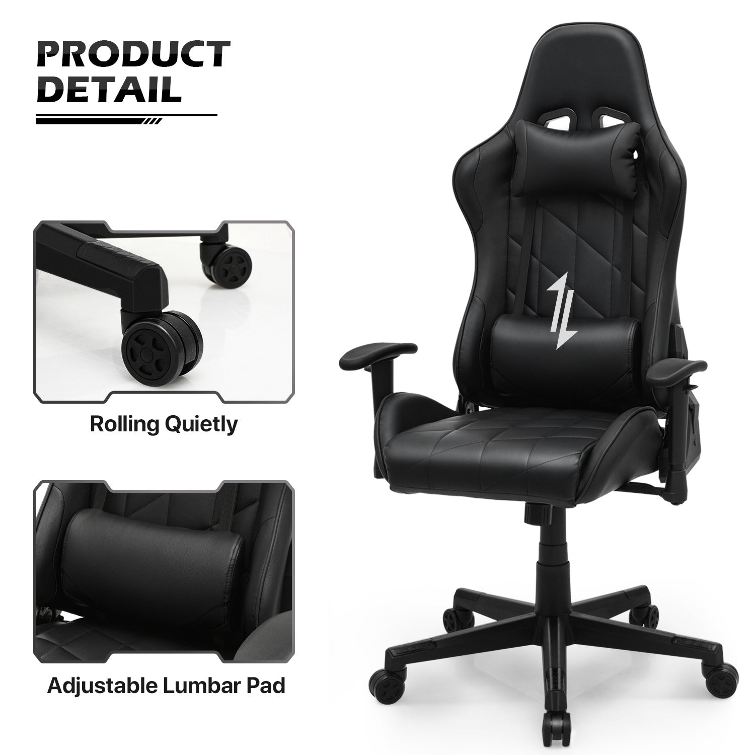 Gaming Chair w/Lumbar Support & Headrest #005