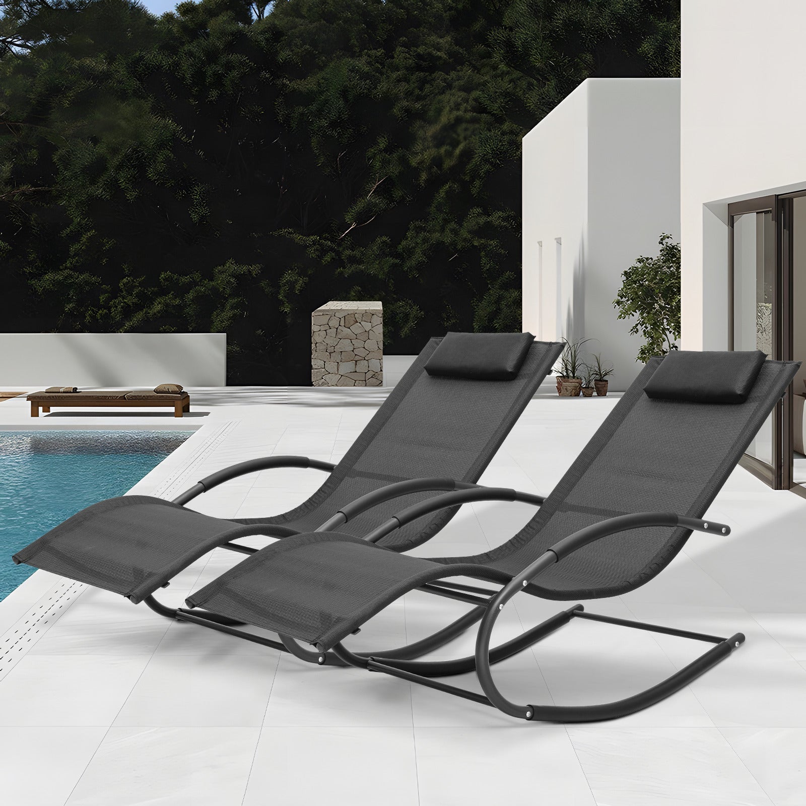 Set of 2 Rocking Lounge Chair - Zero Gravity Chair