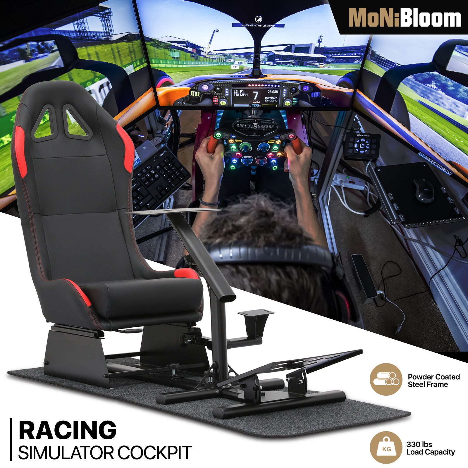 Racing Simulator Cockpi - Adjustable Gaming Seat - Red