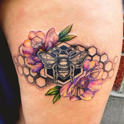 Bee Flower Tattoo