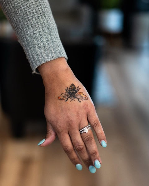 Bee Hand Tattoo