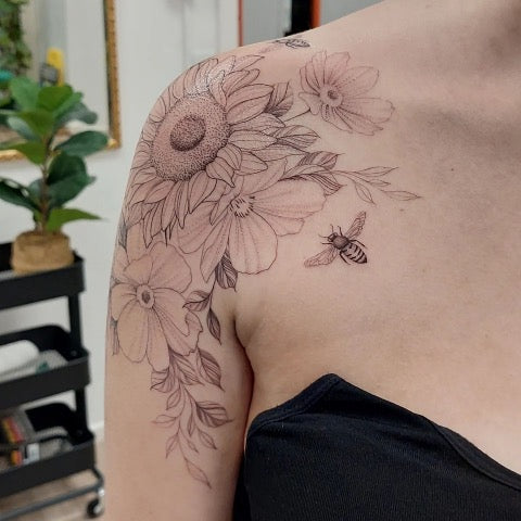 Bee Shoulder Tattoo