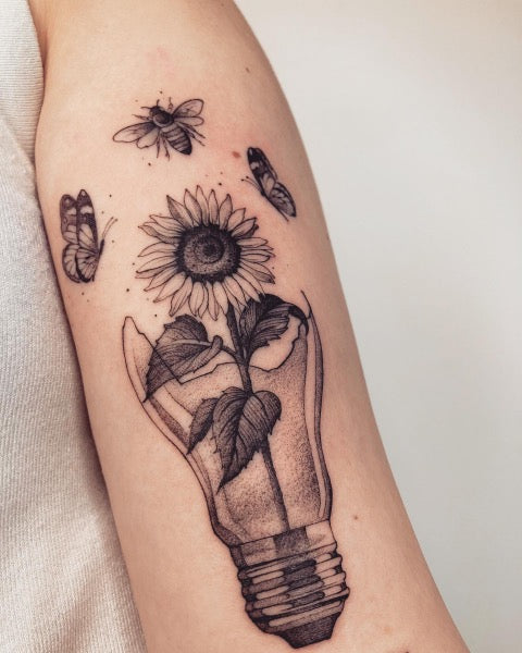 Bee Sunflower Tattoo