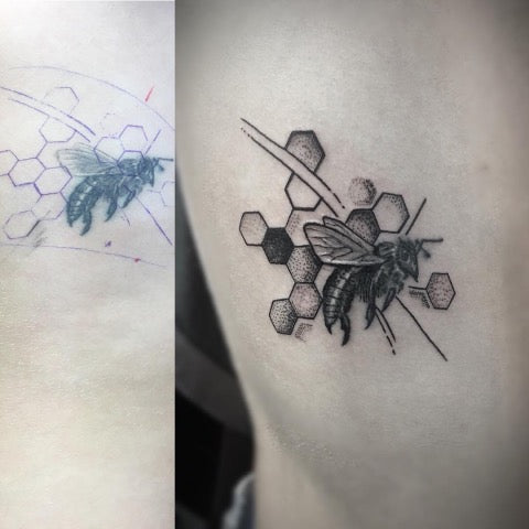 Bee and Honeycomb Tattoo