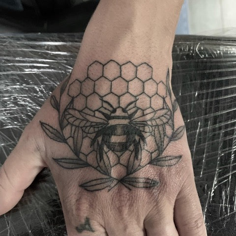 Inkglorious Custom Tattoo Studio  Custom honey combbee sleeve by Frank  frankgenovesetattoo honey honeycomb bee bees beeswax beetattoo  honeycombtattoo sleevetattoo sleeve tattoo customtattoo  freehandtattoo freehand tattooartist 