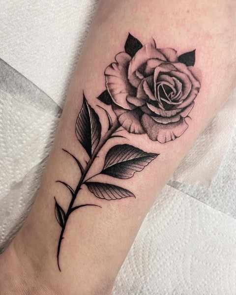 Black And Grey Rose Tattoo