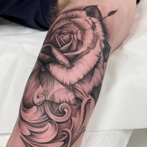 Black And Grey Rose Tattoo