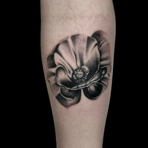 Black Poppy Flower Tattoo