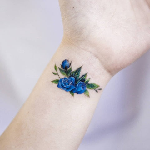 3d Blue Rose Temporary Tattoos For Women Men Lily Flower Peony Butterfly  Fake Tattoo Sticker Realistic Washable Arm Tatoos Large - Temporary Tattoos  - AliExpress