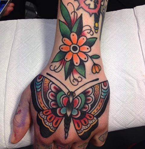 Butterfly Hand Tattoo