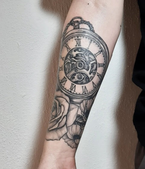 Clock Forearm Tattoo