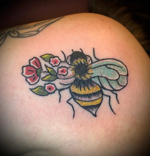 Colorful Bee Tattoo