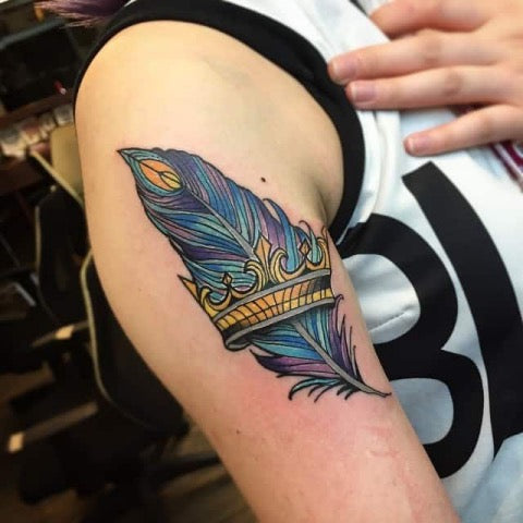Crown and Feather Tattoo