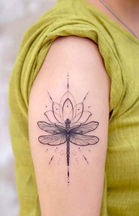 Dragonfly Lotus Tattoo