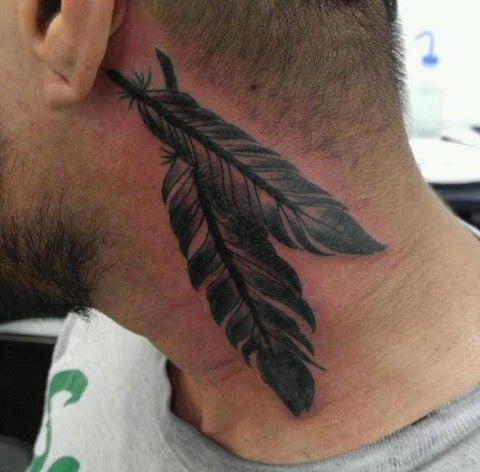 Feather Neck Tattoo