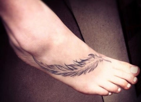 Feather Tattoo on the Foot