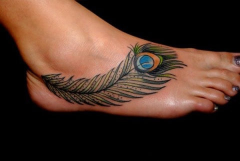 Feather Tattoo on the Foot