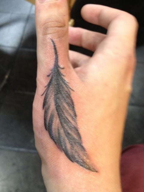 Feather Tattoo on the Hand