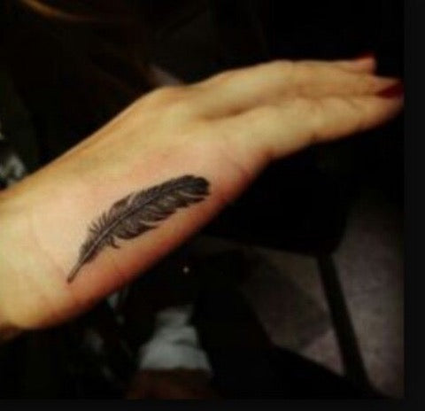 Feather Tattoo on the Hand