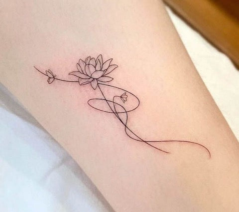 Fine Line Lotus Tattoo
