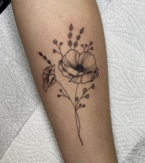 Fine Line Poppy Tattoo