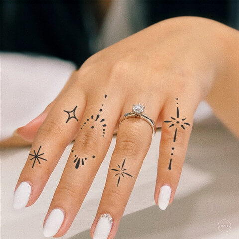 Finger Patchwork Tattoos