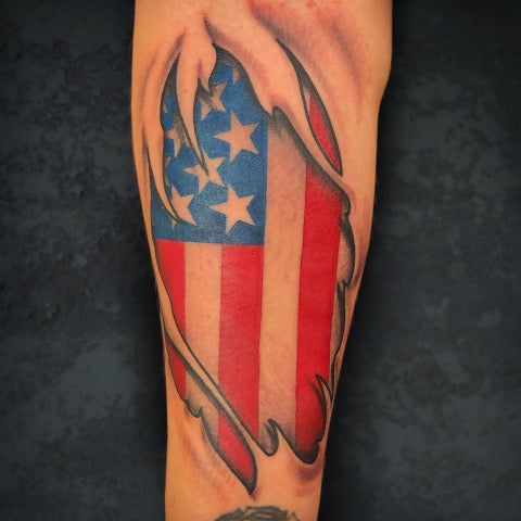 American Flag Forearm Tattoo  Veteran Ink