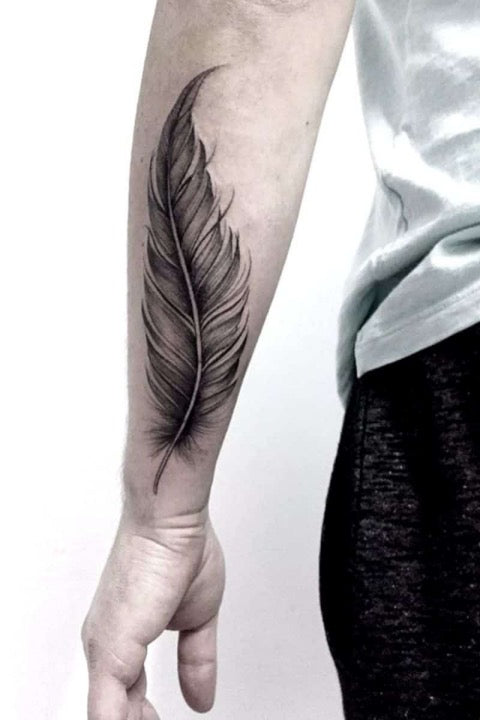 Forearm Feather Tattoo