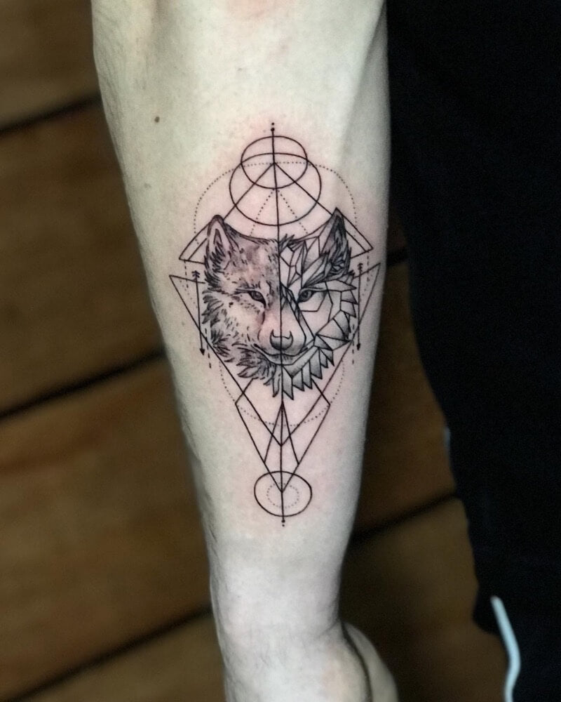 Geometric Wolf Tattoo