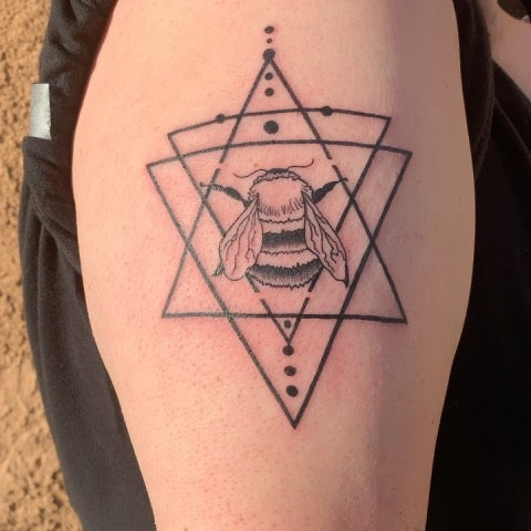 Geometric Bee Tattoo