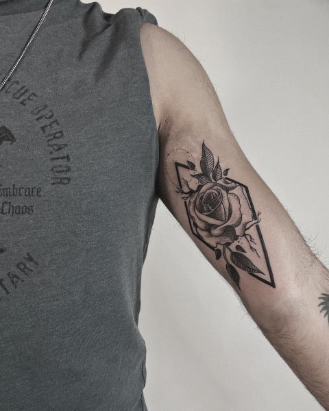 Geometric Rose Tattoo