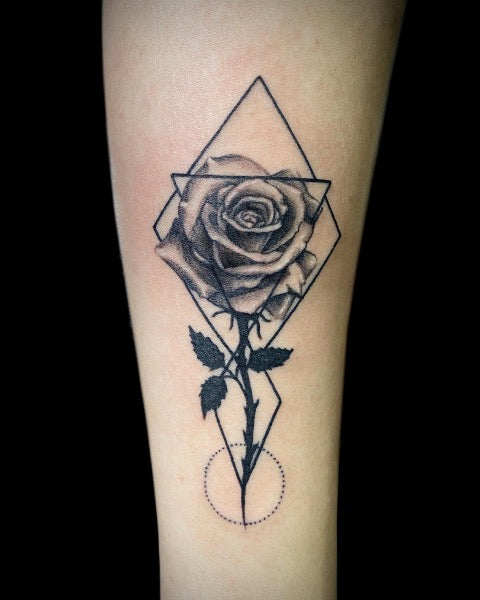 Geometric Rose Tattoo