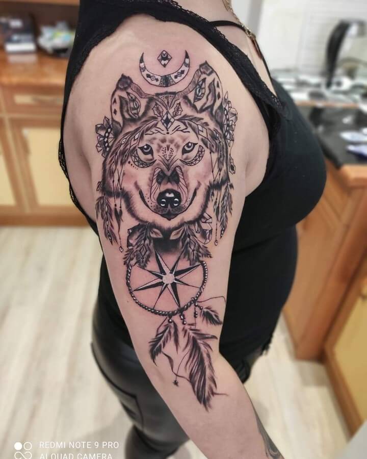 INDIAN WOLF TATTOO