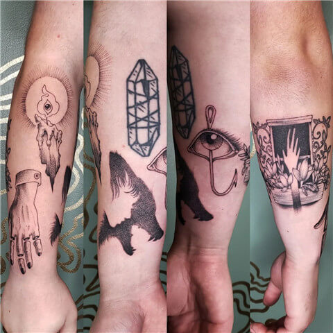 Illustrative Patchwork Tattoo