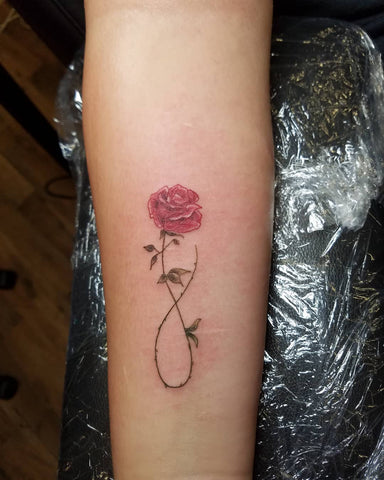 Infinity Pink Rose Tattoo