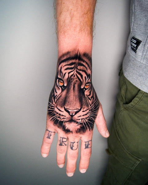 Ultra Realistic Tiger Hand Tattoo  rATBGE