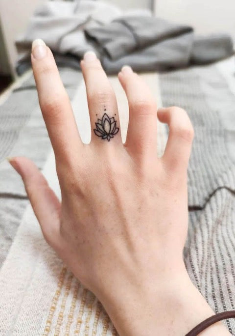 Lotus Finger Tattoo