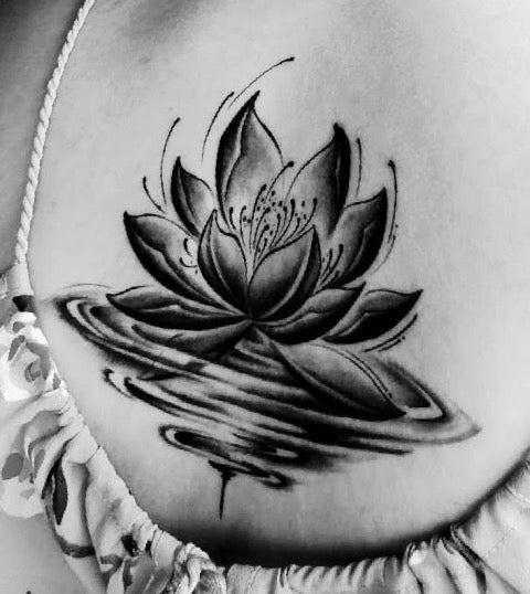 Lotus Flower Black and Grey Tattoo