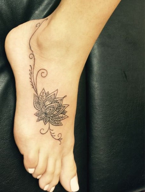Lotus Flower Foot Tattoo