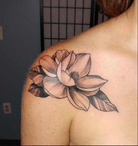 Lotus Flower Shoulder Tattoo