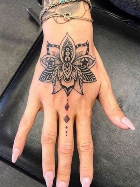 Lotus Hand Tattoo