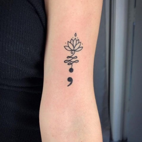 Lotus Semicolon Tattoo