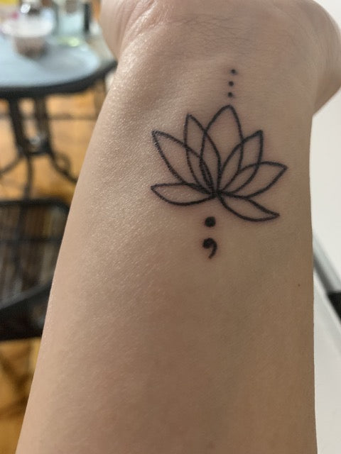 Lotus Semicolon Tattoo
