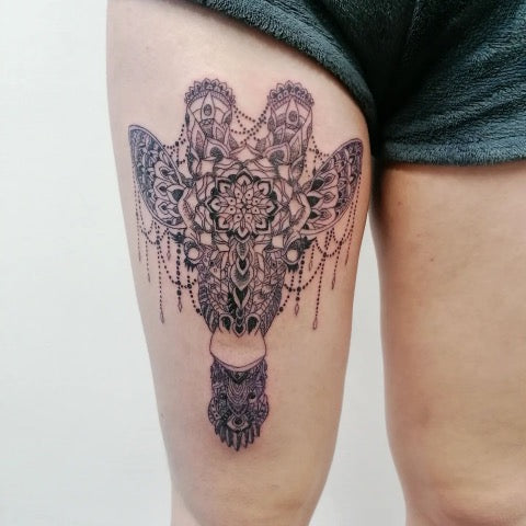 Mandala Thigh Tattoo