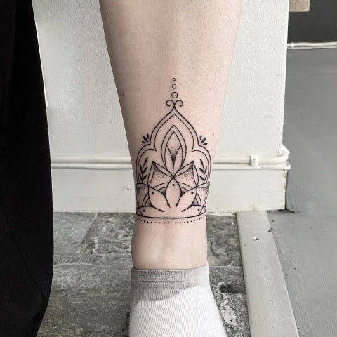 Mandala ankle tattoo