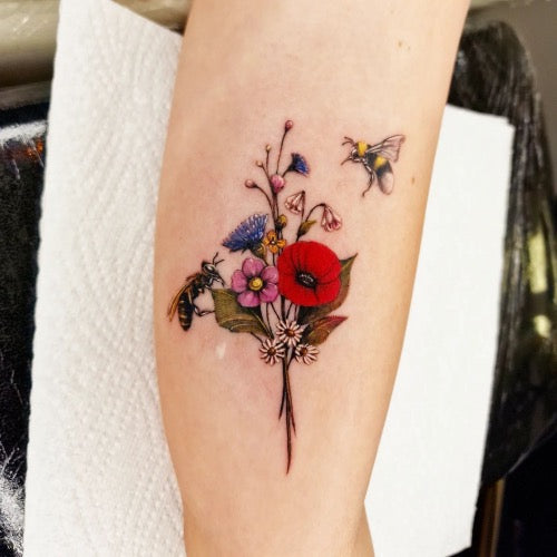Poppy Bouquet Tattoo