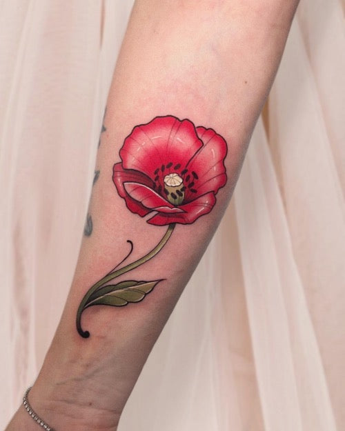 Poppy Flower Wrist Tattoo