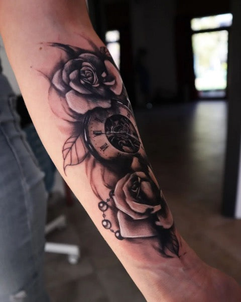 Rose Clock Tattoo