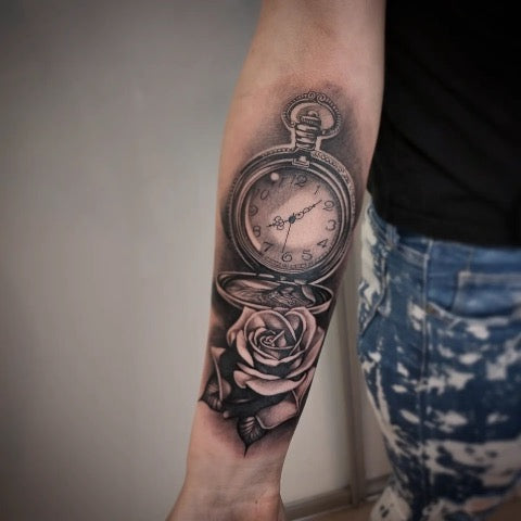 Rose Clock Tattoo